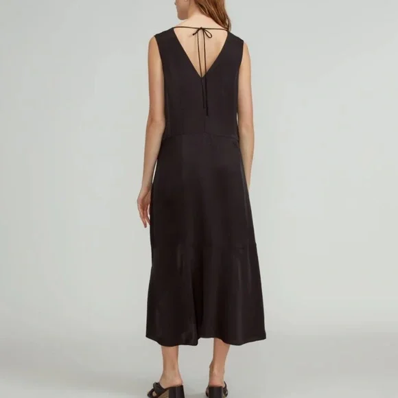 Everlane desss long black silky satin v neck maxi midi slip dress small new - Picture 11 of 15